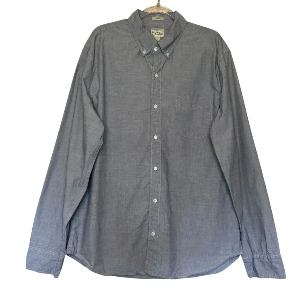 J. CREW men's size large L Coolmax slim secret wash shirting lightweight shirt